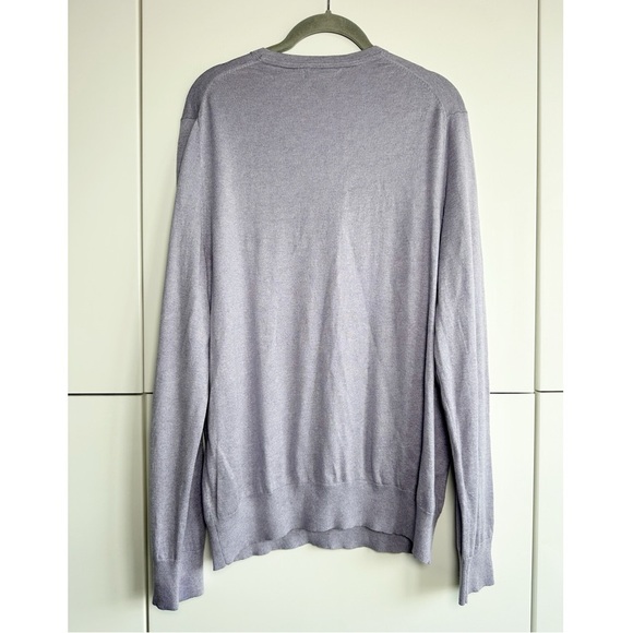 Banana Republic Luxury Blend Mens Purple Silk/Cotton/Cashmere V-Neck Sweater L - Picture 2 of 6